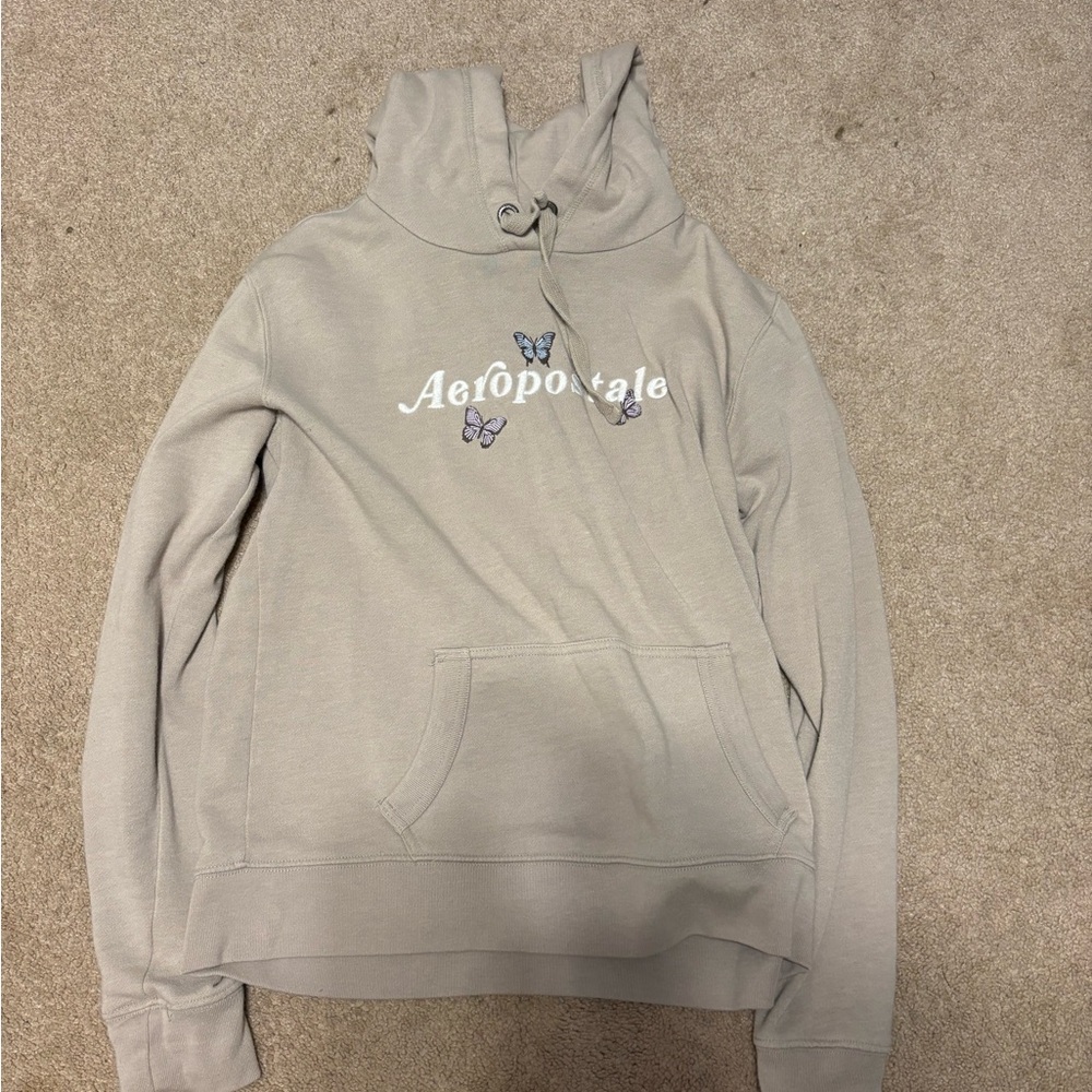 Aeropostale Light Gray Hoodie with Butterfly Accents